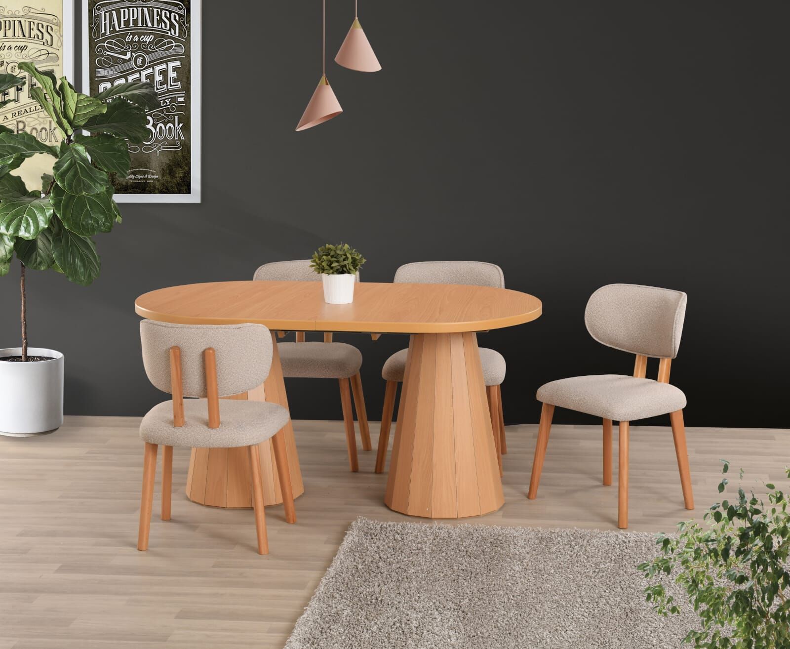 POTA AÇILIR MASA 4 SANDALYE İLE SET