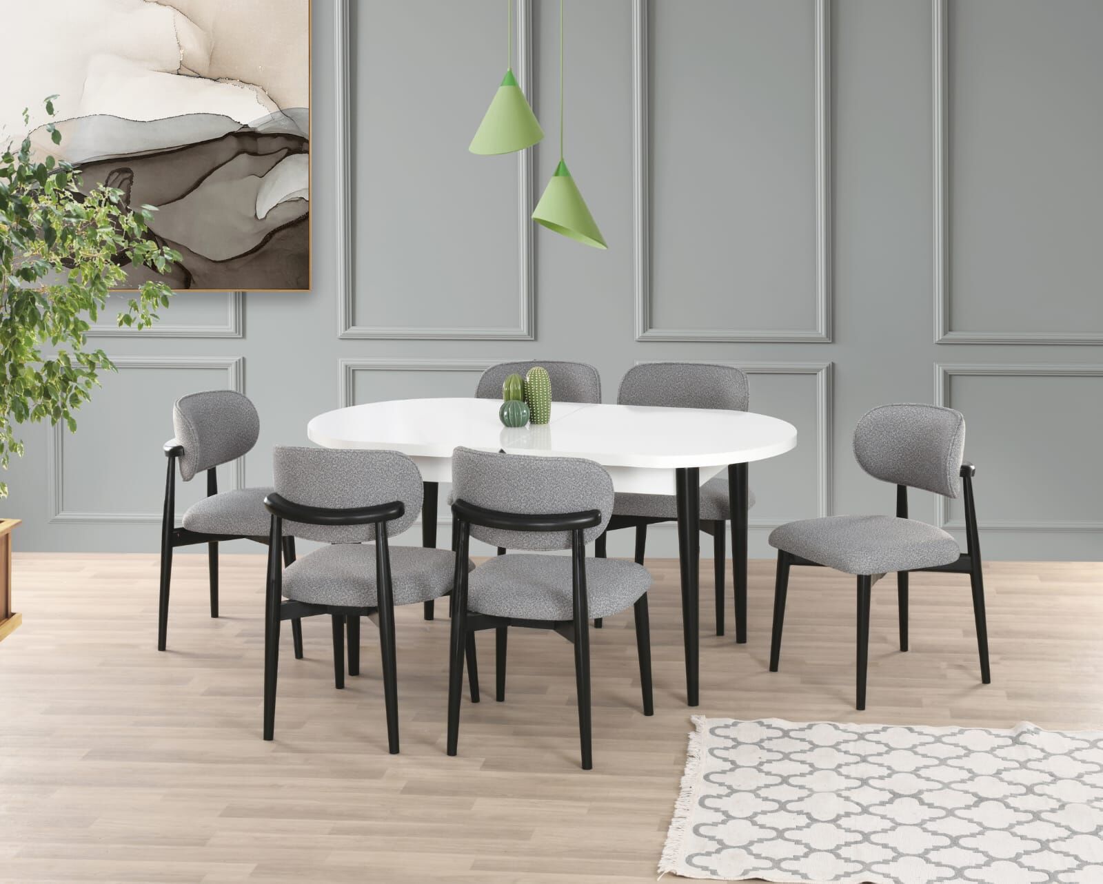 KELEBEK MASA TAKIMI 4 ADET SANDALYE İLE SET