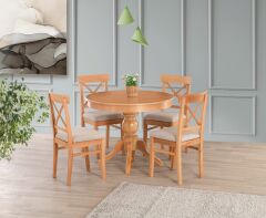 FİSKOS AÇILIR MASA YUVARLAK 4 ADET SANDALYE İLE SET