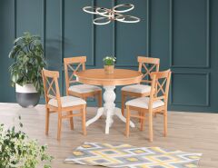 FİSKOS AÇILIR MASA YUVARLAK 4 ADET SANDALYE İLE SET