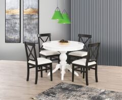FİSKOS AÇILIR MASA YUVARLAK 4 ADET SANDALYE İLE SET