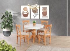 FİSKOS AÇILIR MASA YUVARLAK 4 ADET SANDALYE İLE SET