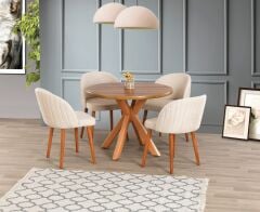 SAHRA  MASA YUVARLAK 4 ADET SANDALYE İLE SET