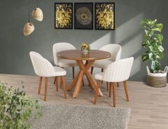 SAHRA  MASA YUVARLAK 4 ADET SANDALYE İLE SET