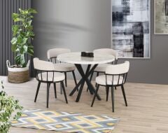 SAHRA  MASA YUVARLAK 4 ADET SANDALYE İLE SET