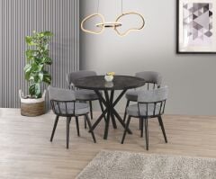 SAHRA  MASA YUVARLAK 4 ADET SANDALYE İLE SET