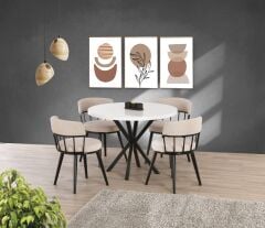 SAHRA  MASA YUVARLAK 4 ADET SANDALYE İLE SET